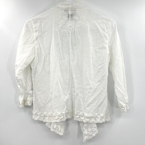 Banana Republic 100% Cotton Crochet White Open Front Top Women's Small - Picture 3 of 3